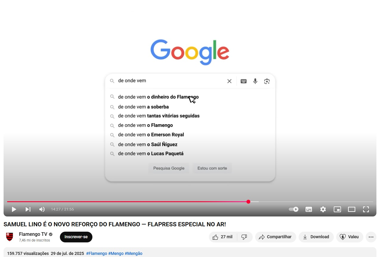Print do vídeo publicado pelo Flamengo aumentou as especulações sobre um possível retorno de Lucas Paquetá