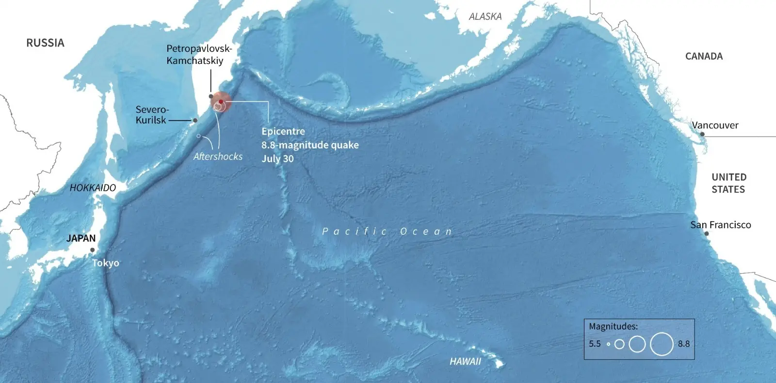 Mapa do Oceano Pacífico