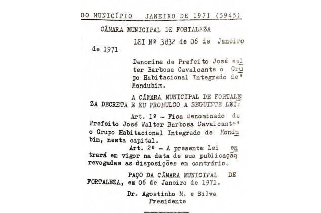 Diário Oficial de Fortaleza de 6 de janeiro de 1971, quando o bairro foi renomeado