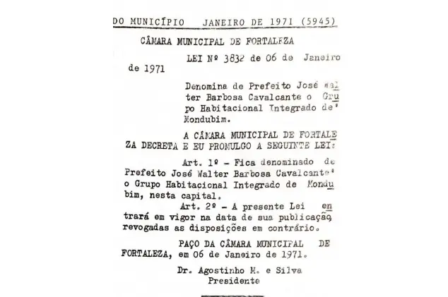 Diário Oficial de Fortaleza de 6 de janeiro de 1971, quando o bairro foi renomeado