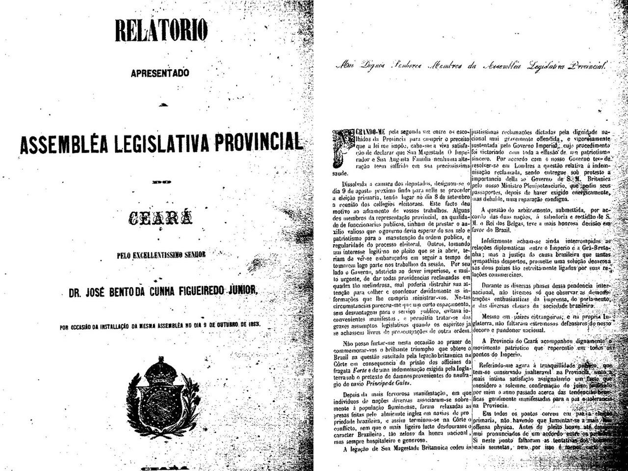 Fotos do Relatório Provincial de 1863, que declarava a extinção dos povos indígenas no Ceará