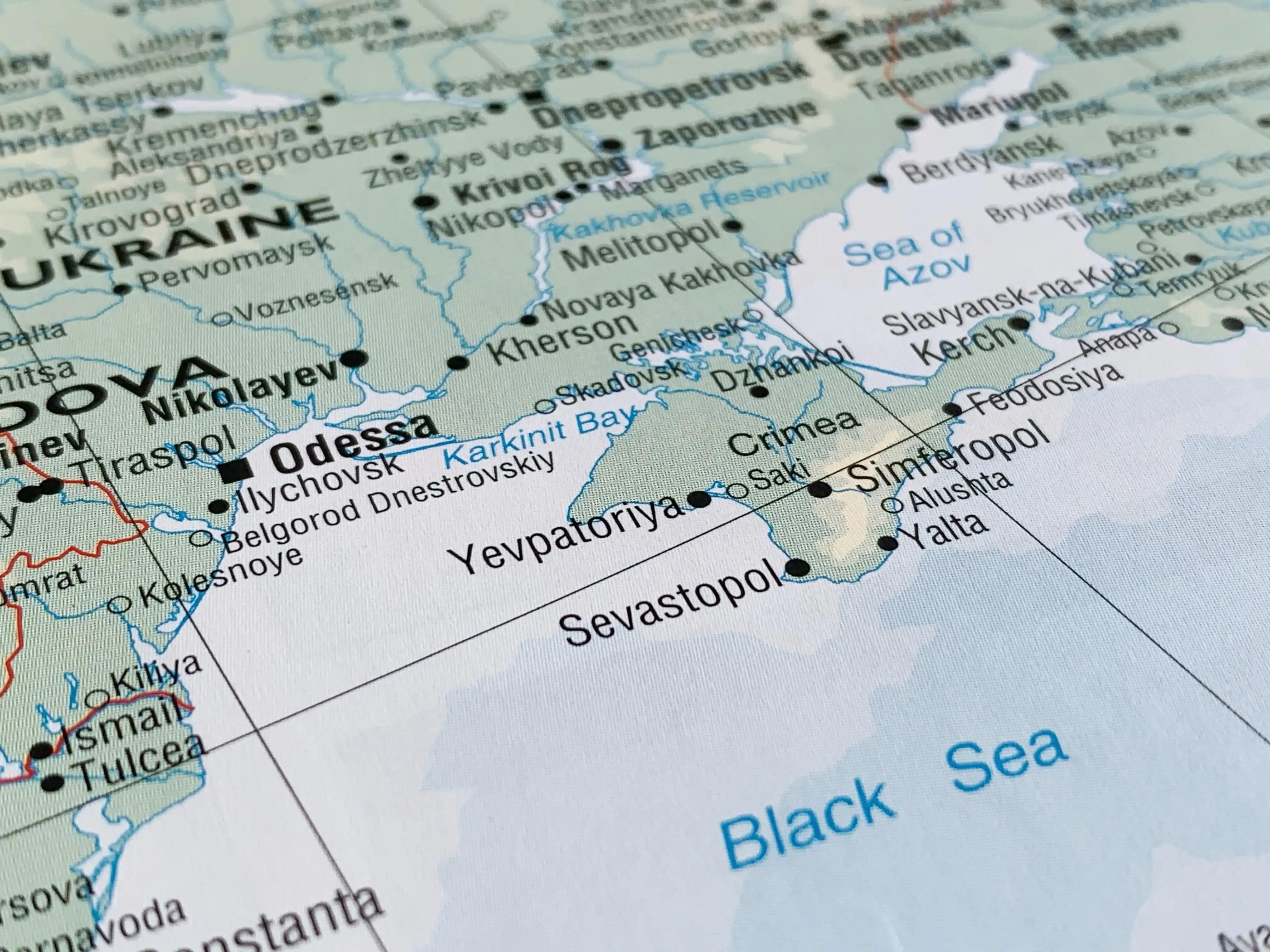 Mapa da Crimeia, ponto central do conflito entre Rússia e Ucrânia