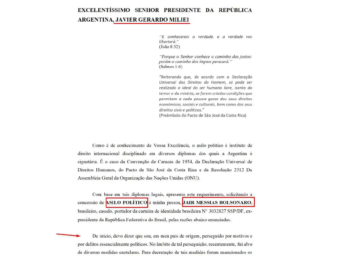 xDocumento encontrado com o pedido de asilo político