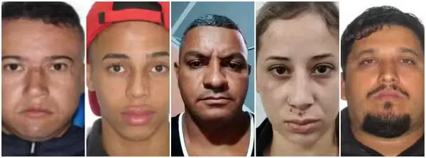 As fotos com os suspeitos de participação no crime.