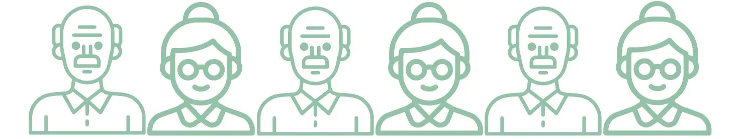 Imagem mostra ícones de idoso e idosa, um ao lado do outro