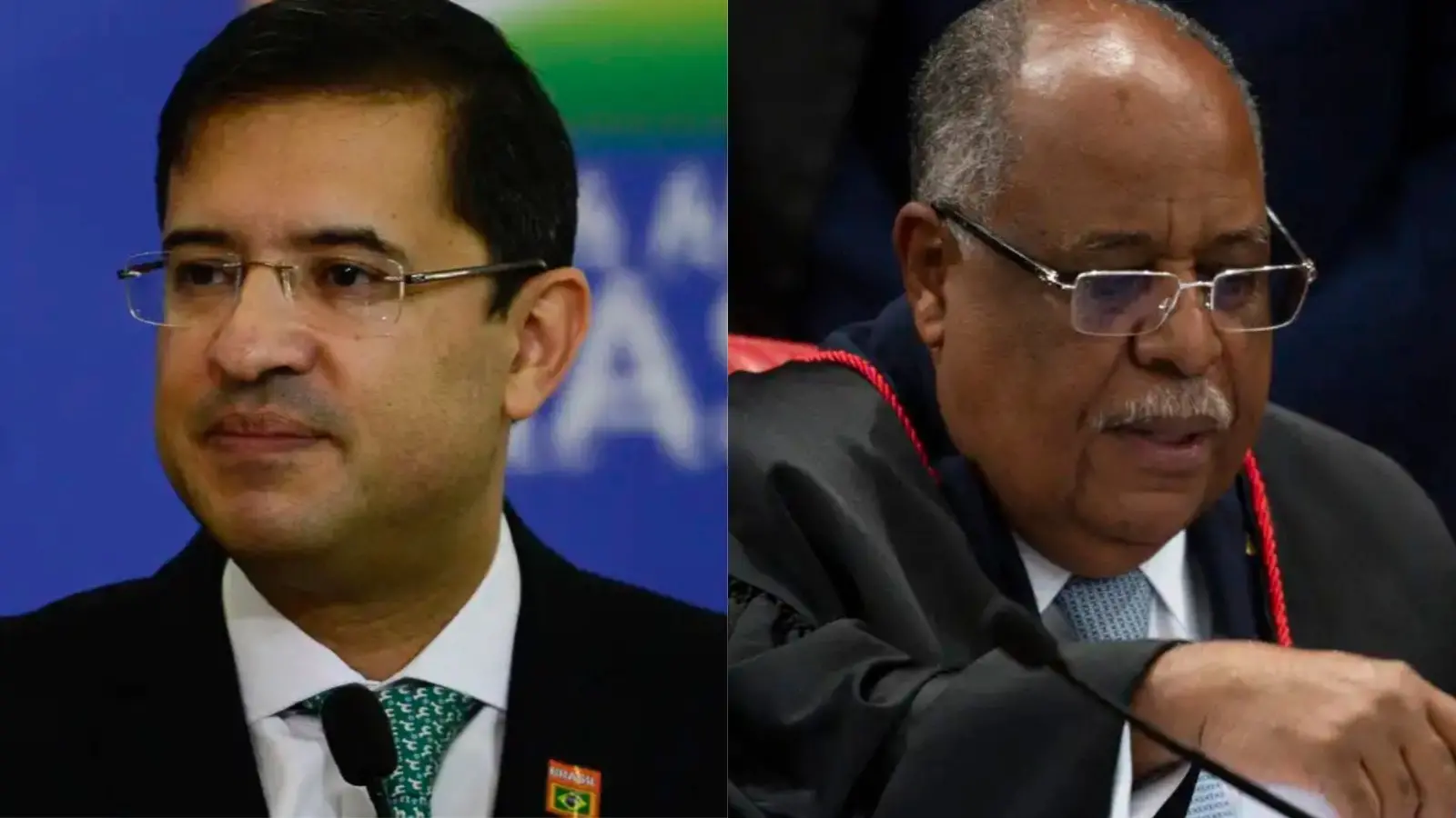 O ex Advogado Geral da União, José Levi, e o ministro do Tribunal Superior de Justiça, Benedito Gonçalves, em uma colagem de duas fotos. Imagem usada em matéria sobre saída do juiz auxiliar de Moraes do STF