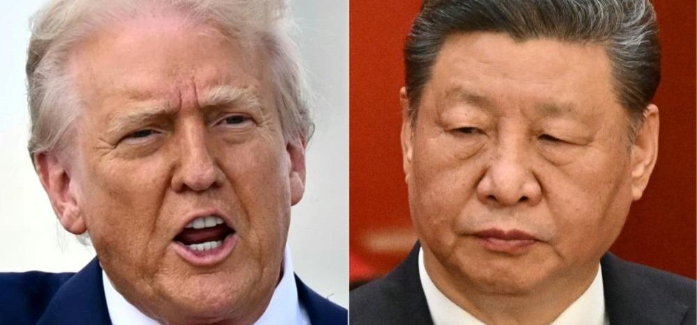 Colagem com as fotos de Donald Trump e Xi Jinping.