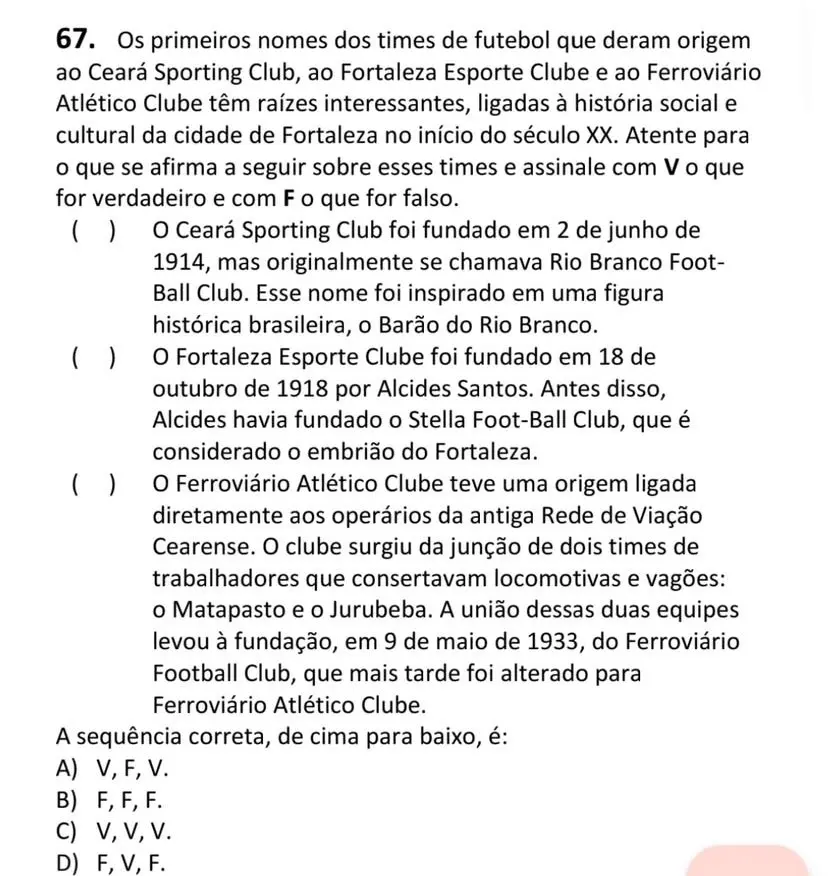 Foto da prova da UECE