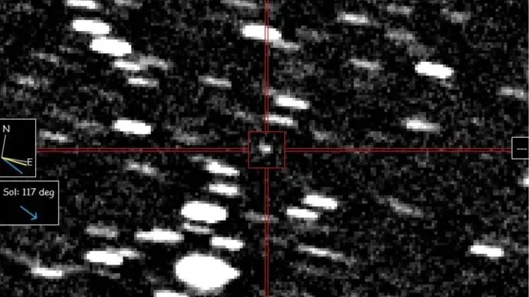 Imagem mostra a posição do cometa.