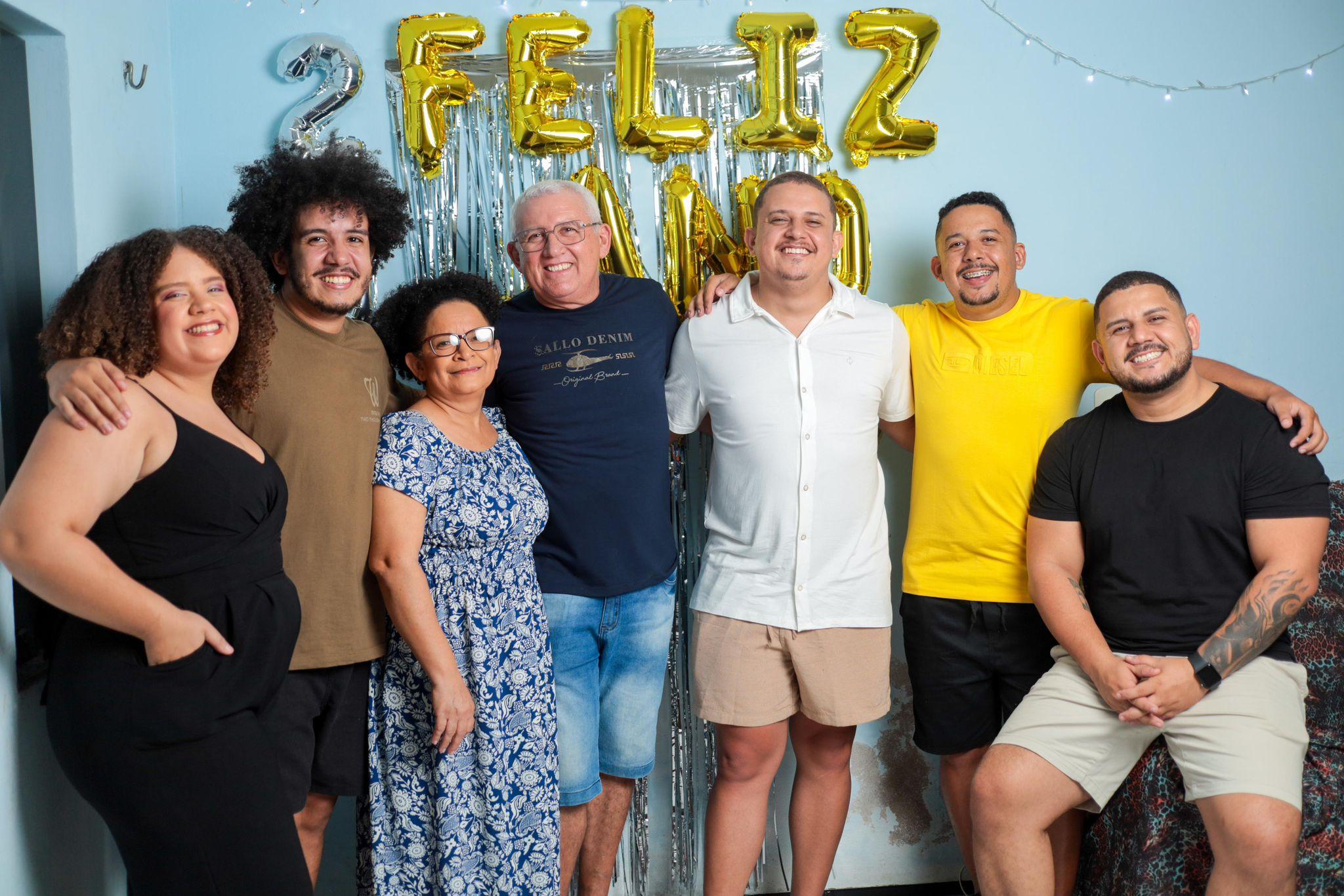 Família do vendedor reunida em festa de fim de ano