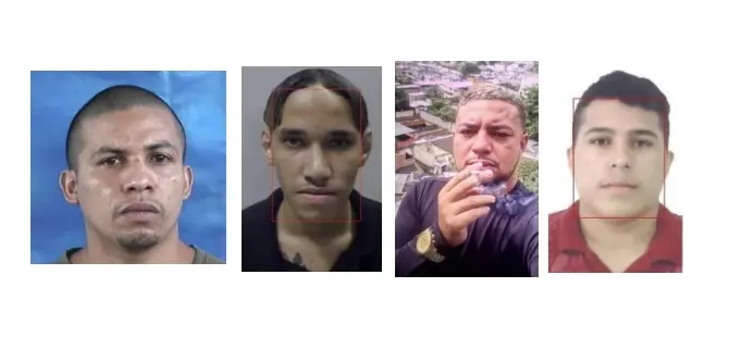 As fotos mostram os rostos de quatro homens, identificados como os cearenses mortos em uma megaoperação policial no Rio de Janeiro: Francisco Nataniel Alves Gonçalves, Francisco Teixeira Parente, Josigledson de Freitas Silva e Luan Carlos Marcolino de Alcânta.