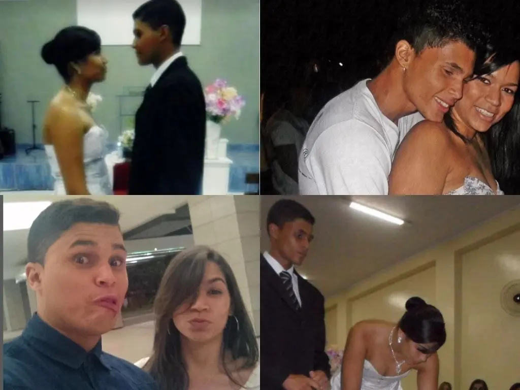 Quatro fotos de José Carlos e Lívia Souza antes do câncer que o fez perder a memória.