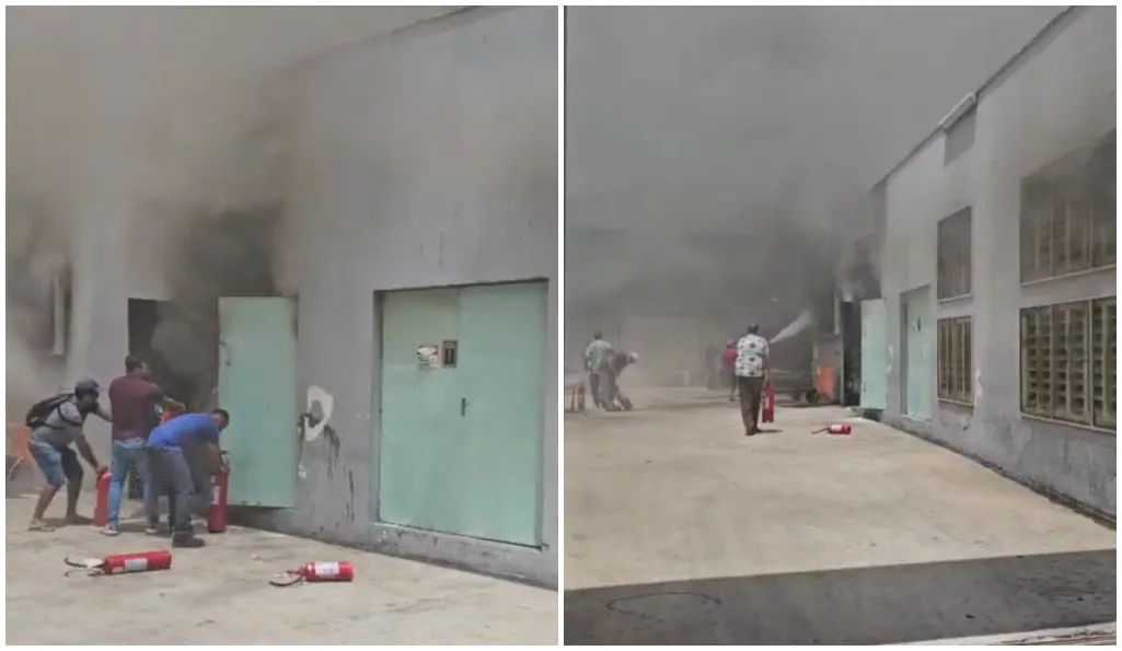 Incêndio no hospital teve registro de estrondo e fumaça escura.