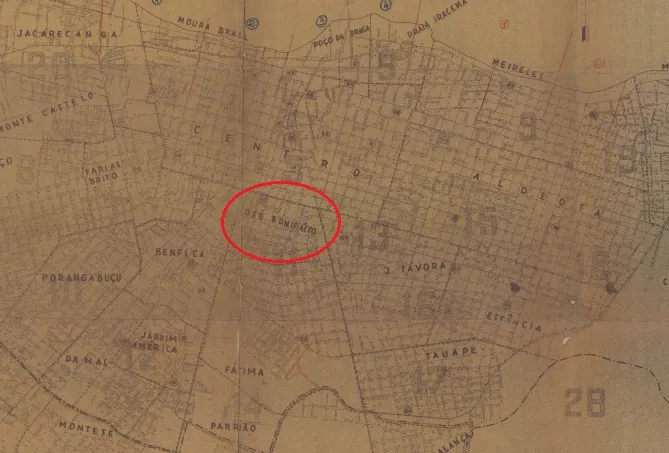 Em mapa de 1960, o bairro já aparece batizado como José Bonifácio.