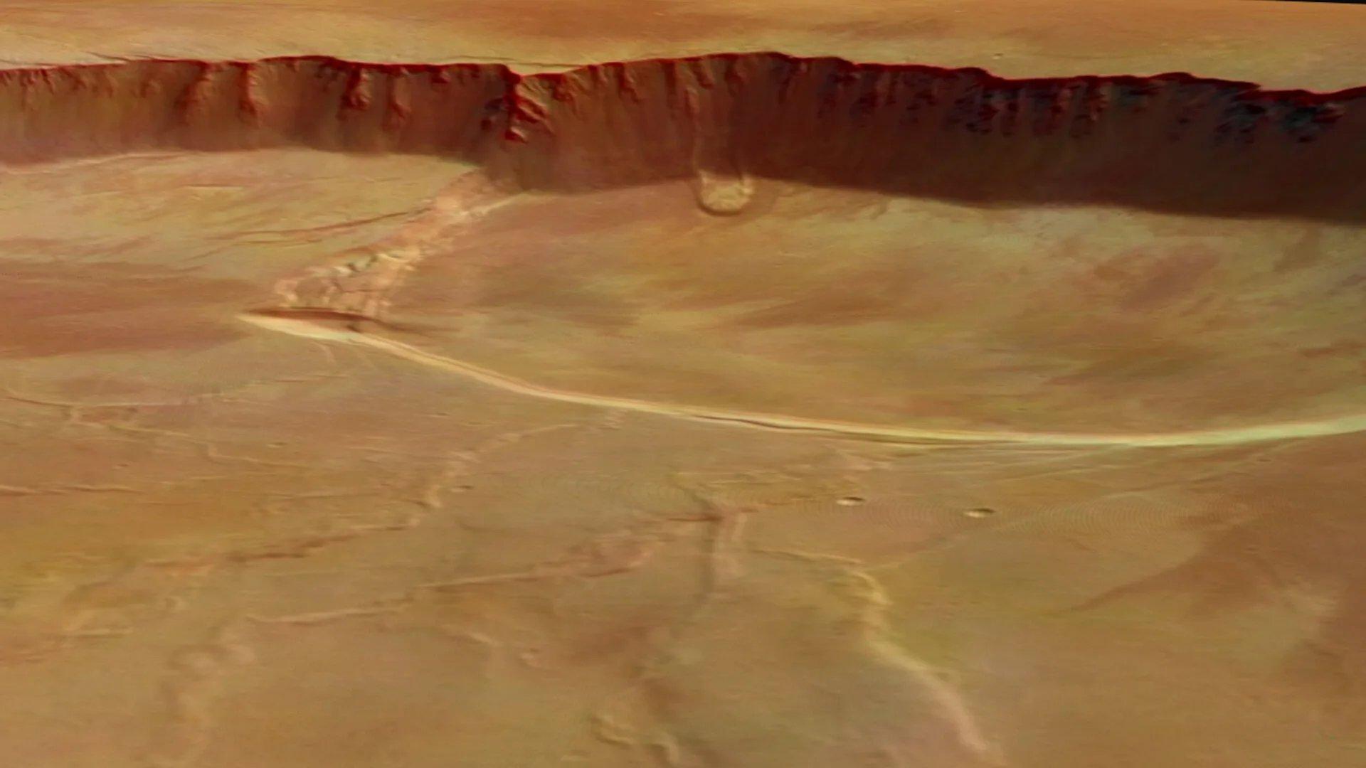 Visão interna do vulcão Monte Olimpo em Marte.