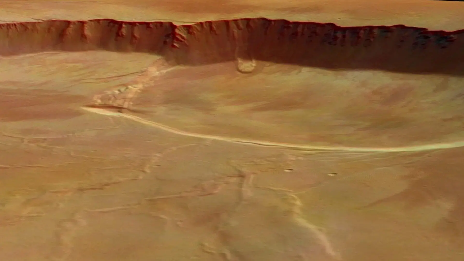 Visão interna do vulcão Monte Olimpo em Marte.