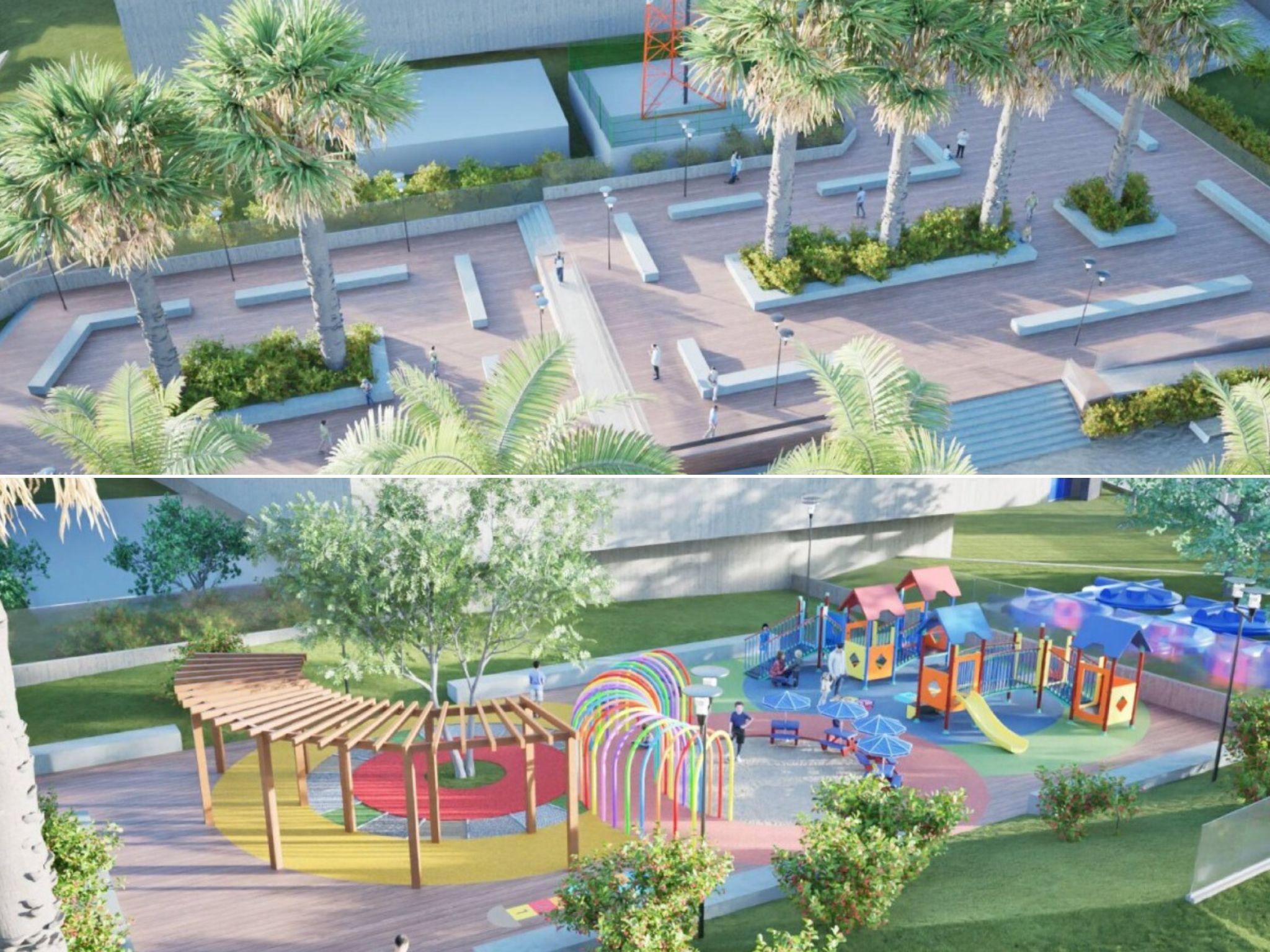 Maquete digital da “praça cívica” e do espaço planejado para pessoas com TEA da Alece.