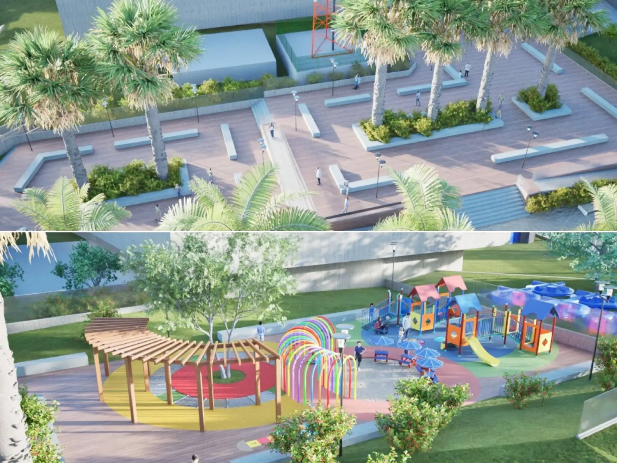 Maquete digital da “praça cívica” e do espaço planejado para pessoas com TEA da Alece.