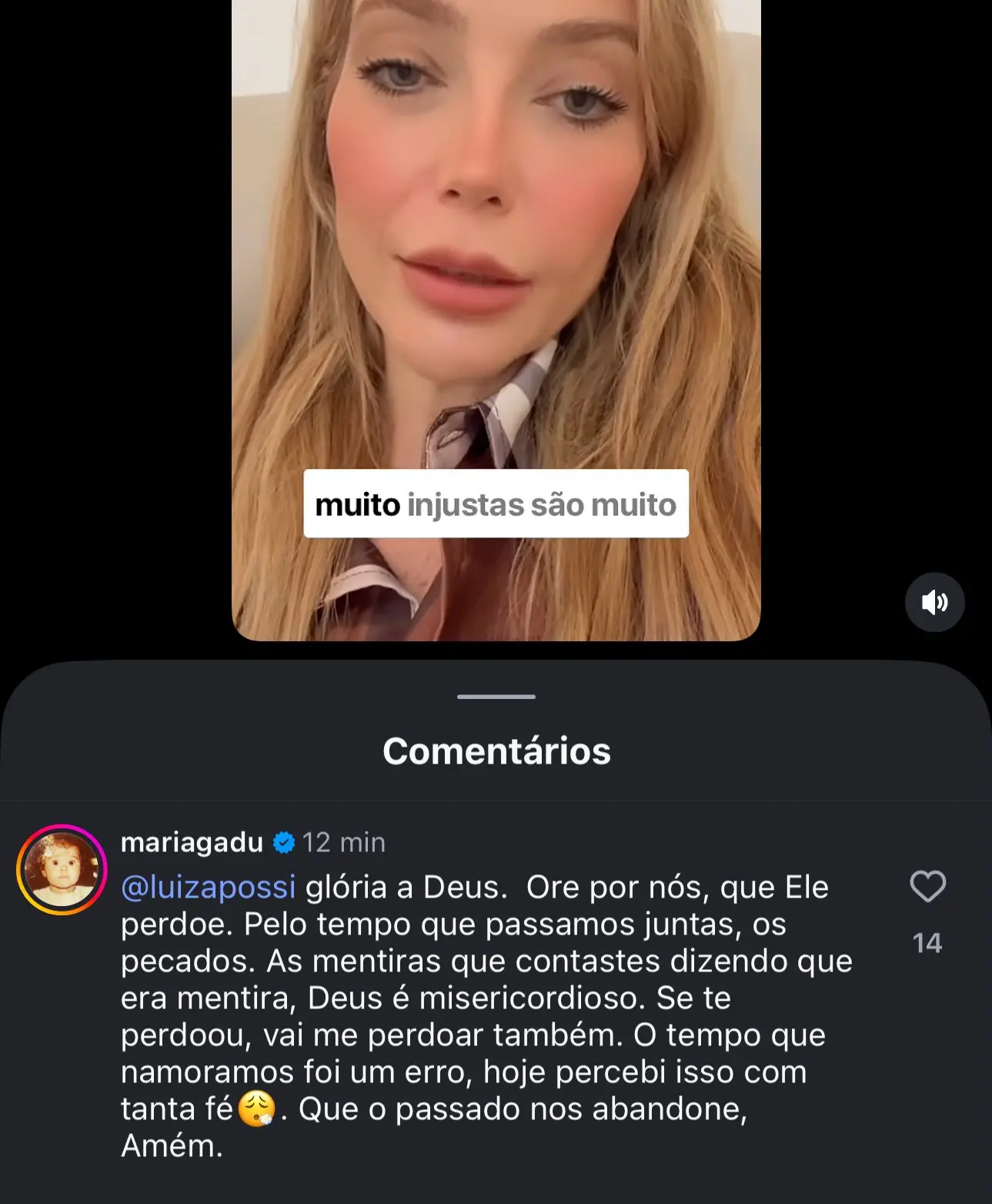 Na imagem, um registro de tela do comentário de Maria Gadú.
