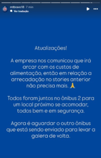 Nota publicada pela torcida Movimento Tricolor Bravo 1918