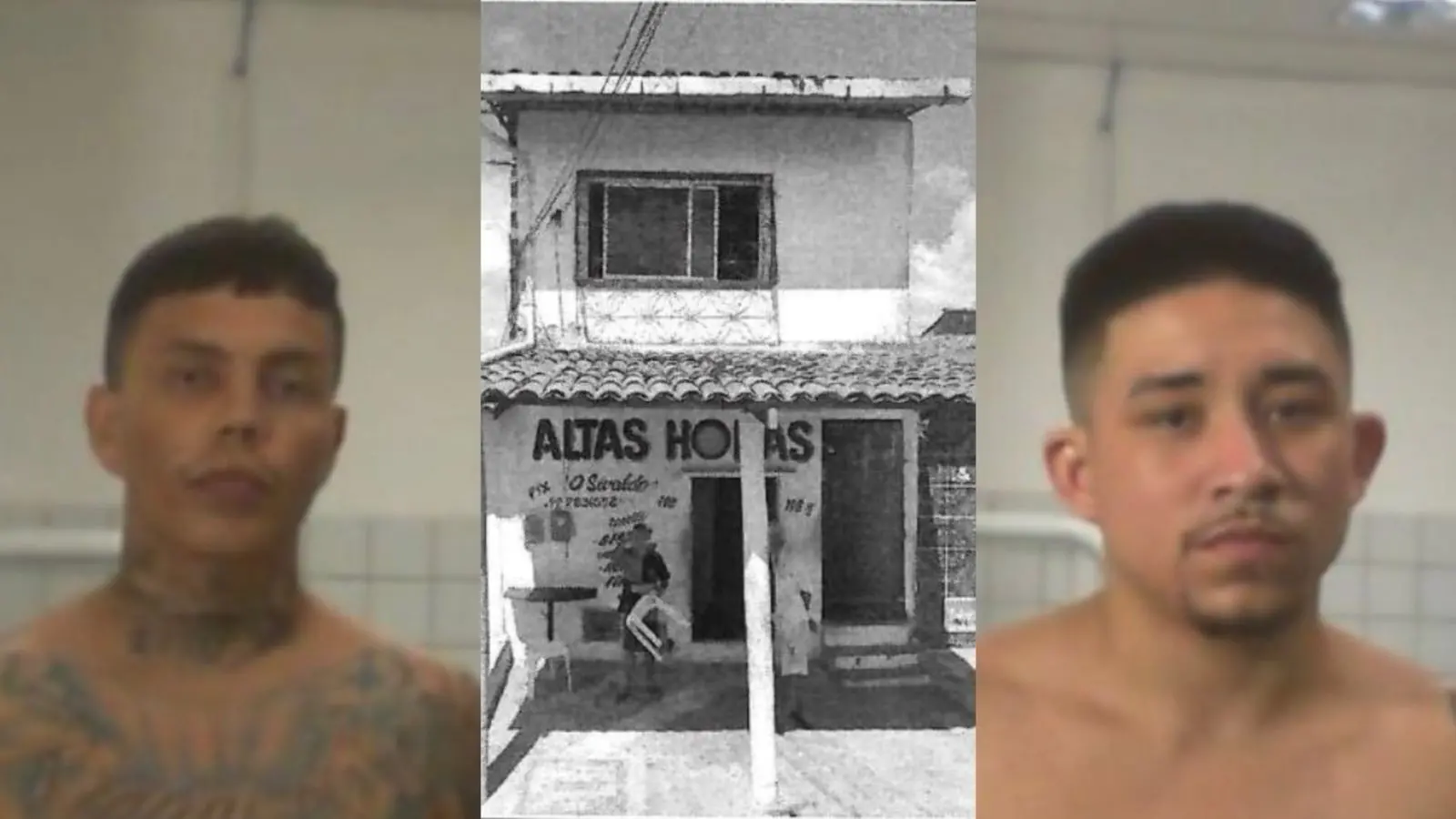 Presos e o local do assassinato