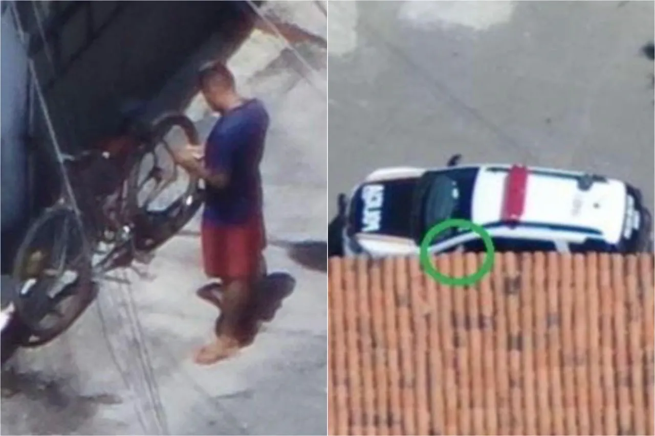 Viatura é vista em mesmo ponto em que homem contava dinheiro.