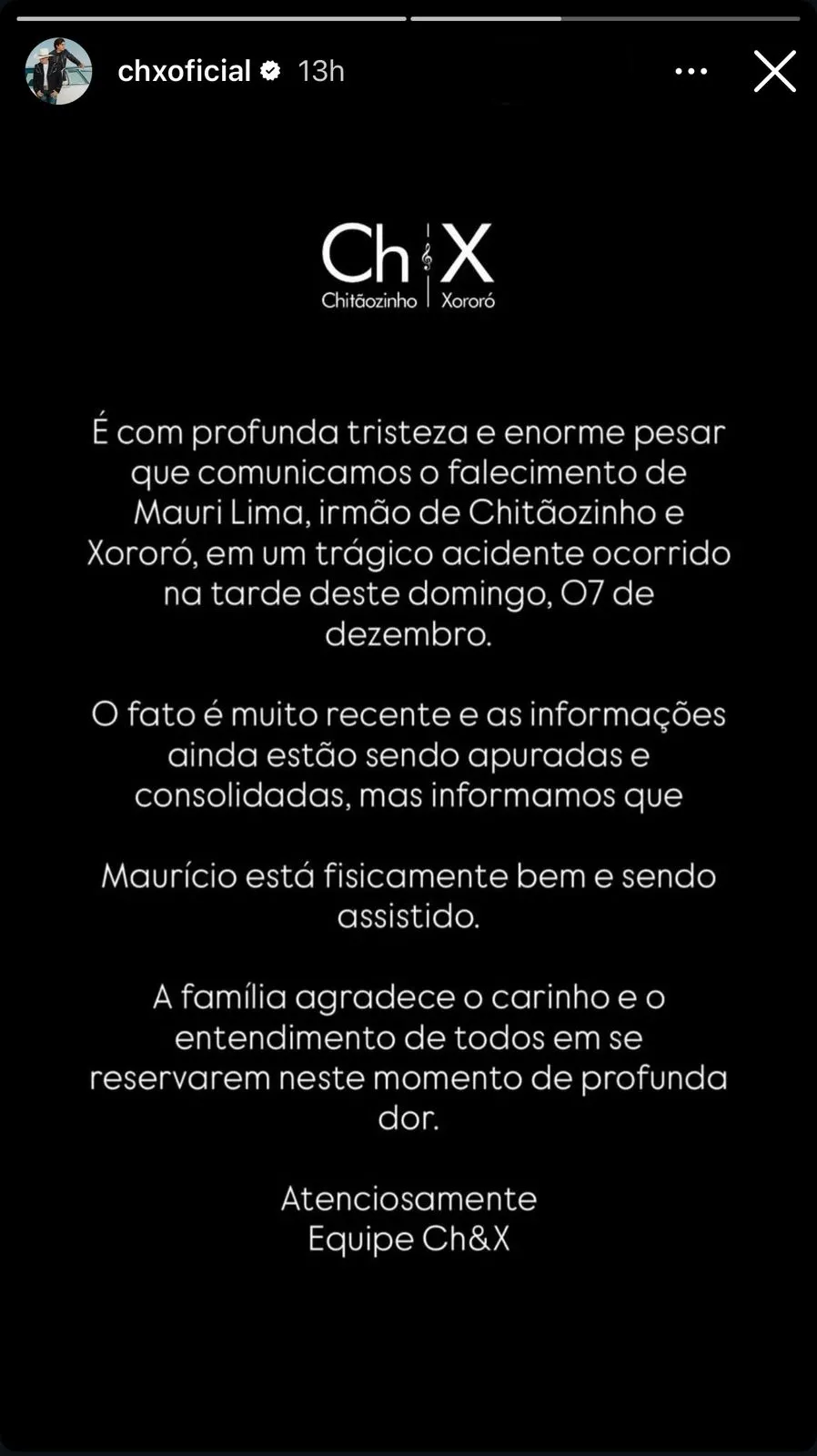 Mauri Lima era um dos irmãos da dupla sertaneja Chitãozinho e Xororó.