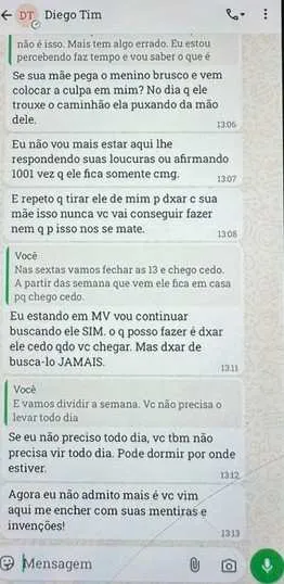 Mensagens extraídas do celular da vítima mostra disputa pela guarda da criança.