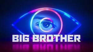 Logotipo do Big Brother com um olho estilizado em tons de azul e rosa neon, contendo um olho real no centro e o texto 'BIG BROTHER' abaixo.