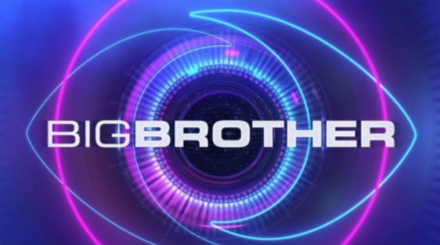 Logotipo do Big Brother com um olho estilizado em tons de azul e roxo neon, com linhas circulares e o texto 'BIG BROTHER' ao centro.
