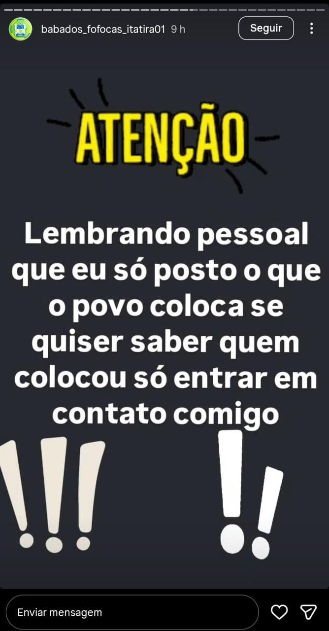 Print de post no Instagram com os dizeres 