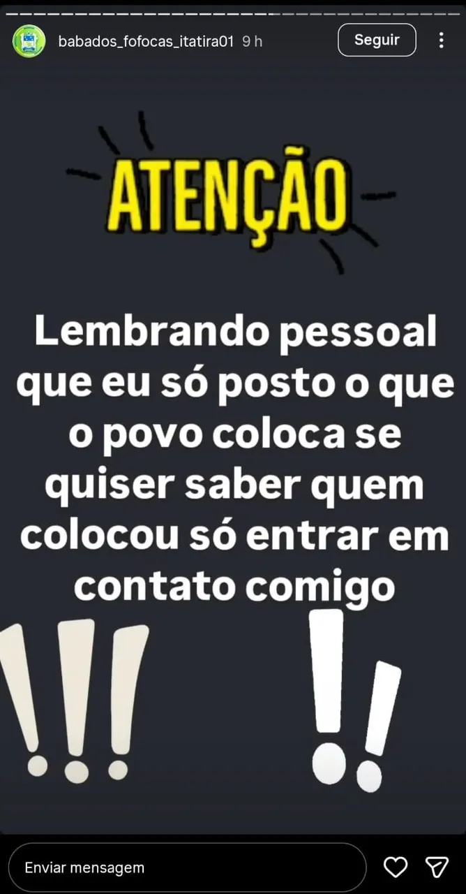 O perfil divulga informações pessoais, supostamente verdadeiras, de moradores da cidade.