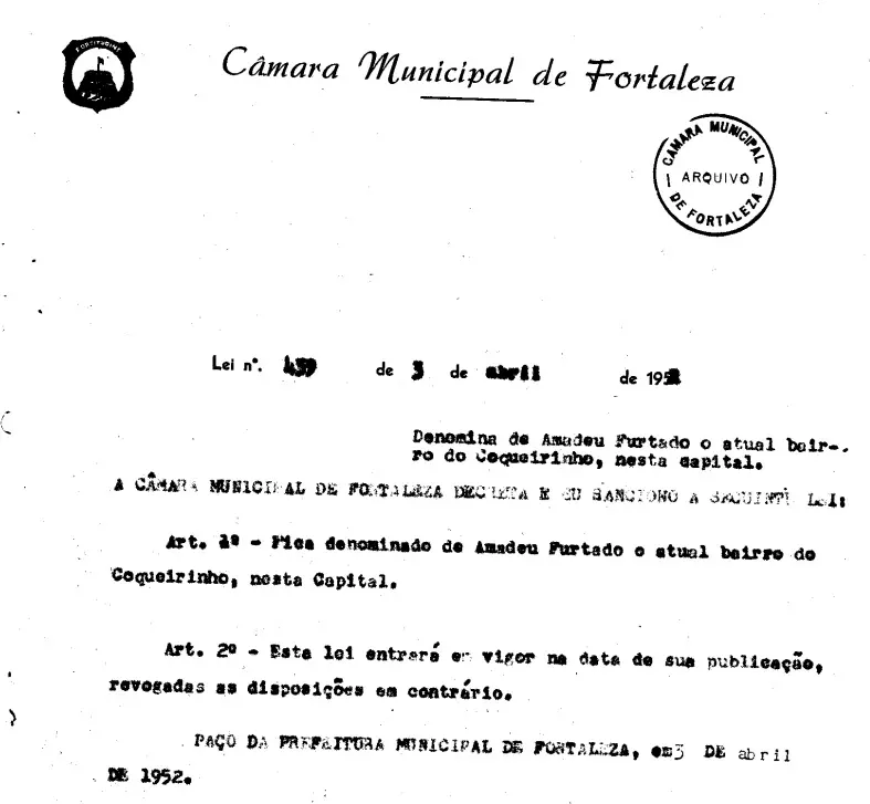 Print da legislação da época que mudou o nome do bairro.