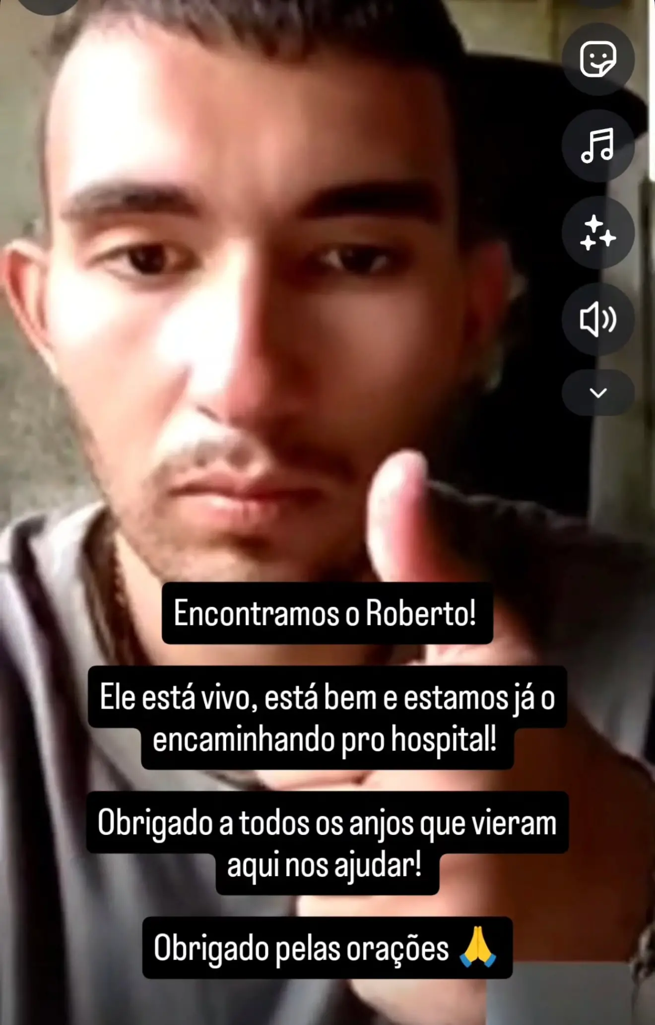 Stories divulgados pela família de Roberto.