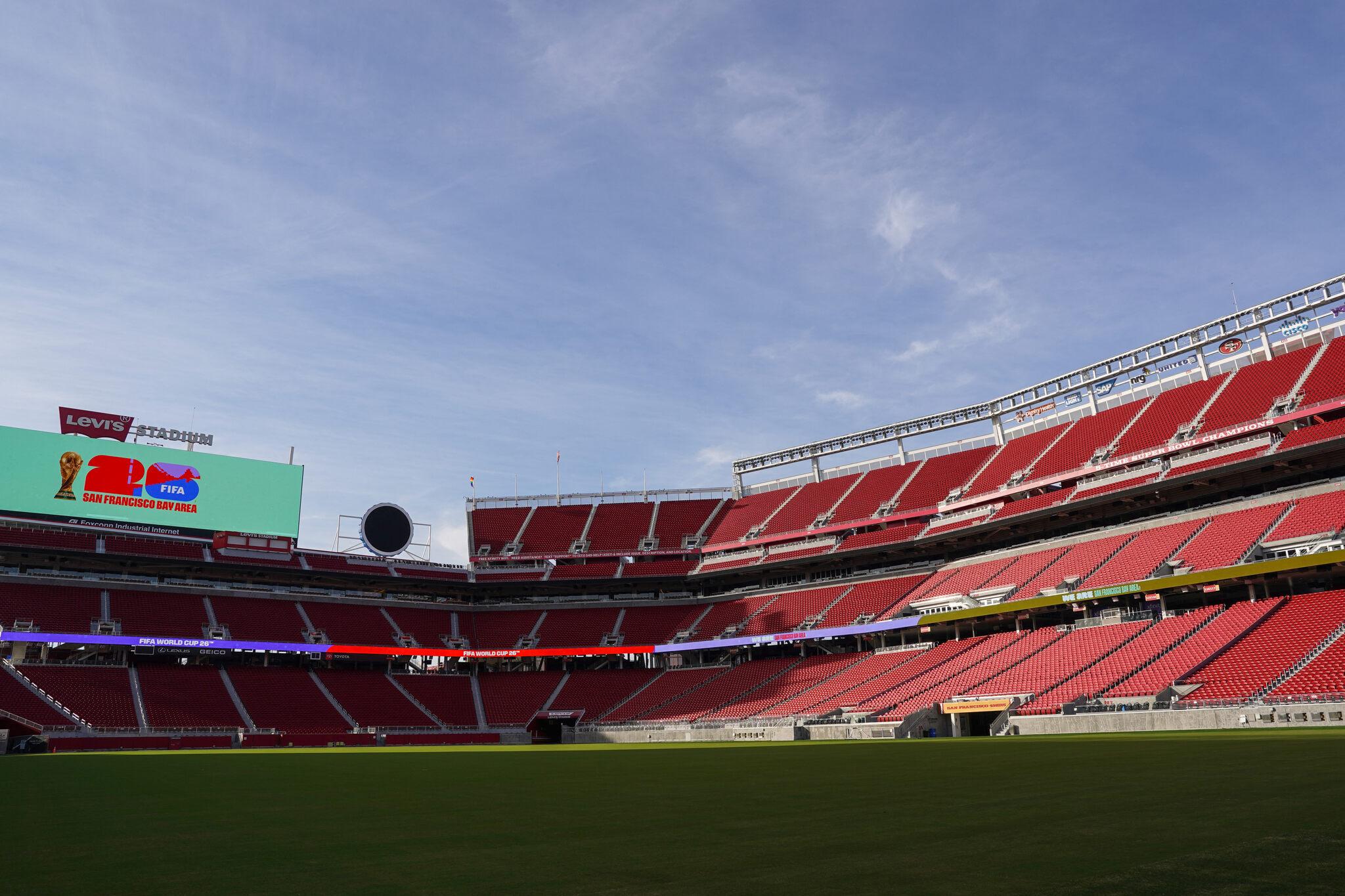 Foto do Levi's Stadium, na cidade de Santa Clara, na Califórnia, nos Estados Unidos, palco do Super Bowl 2026