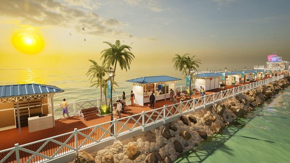 Renderização de projeto de pier no espigão do Náutico.