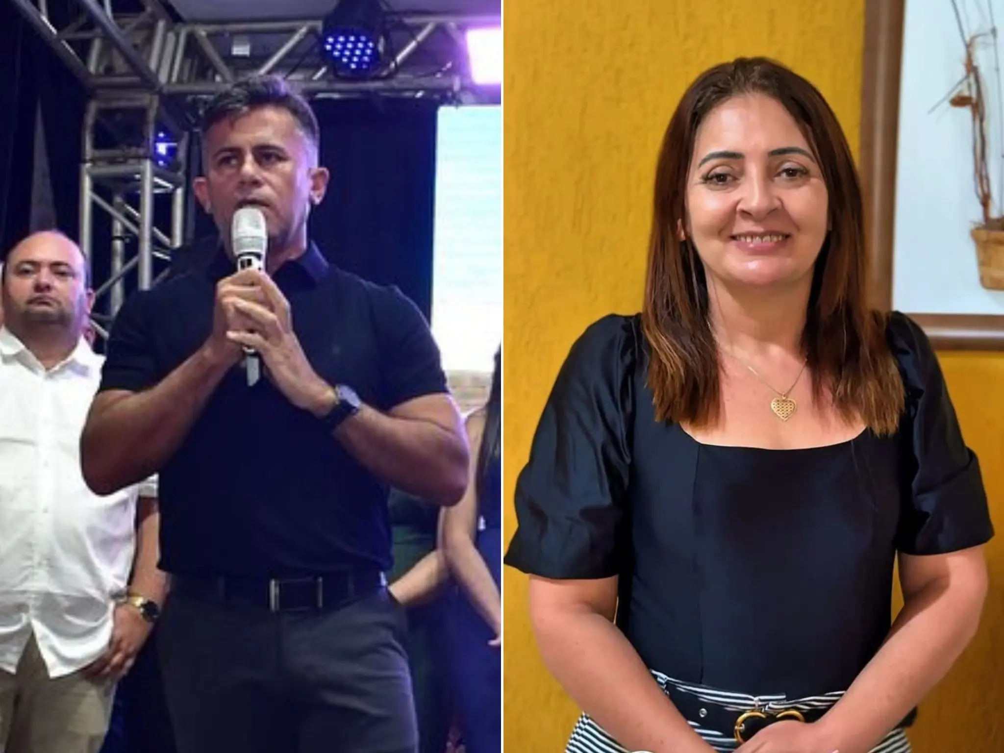 Fotos mostram Cleverlandio Pereira e Solange Campelo durante pronunciamentos.