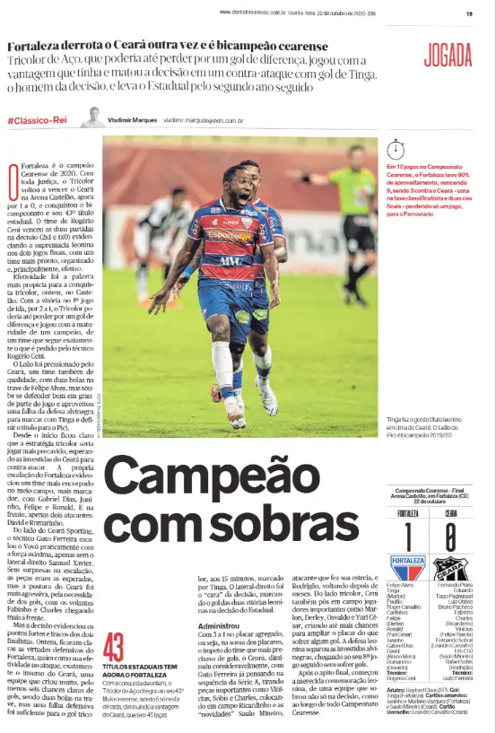 Fortaleza foi campeão cearense em 2020