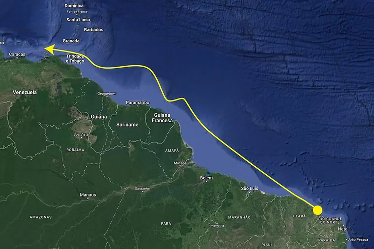 Rota da migração do Tico, partindo do Ceará até a Venezuela.