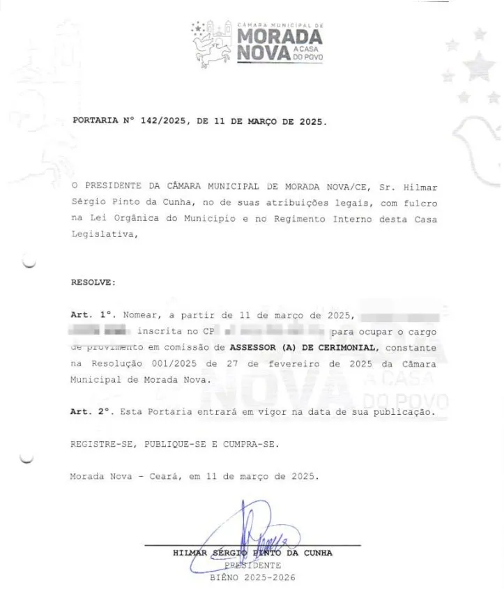 Mulher ligada à GDE foi nomeada para cargo comissionado na Câmara Municipal no ano passado.