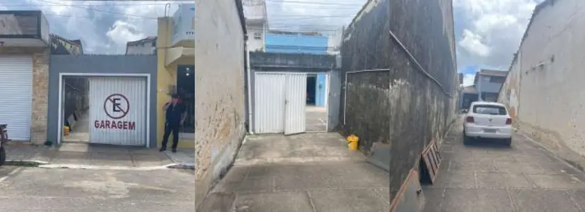 Montagem com três fotos, uma ao lado da outra, mostrando o terreno.