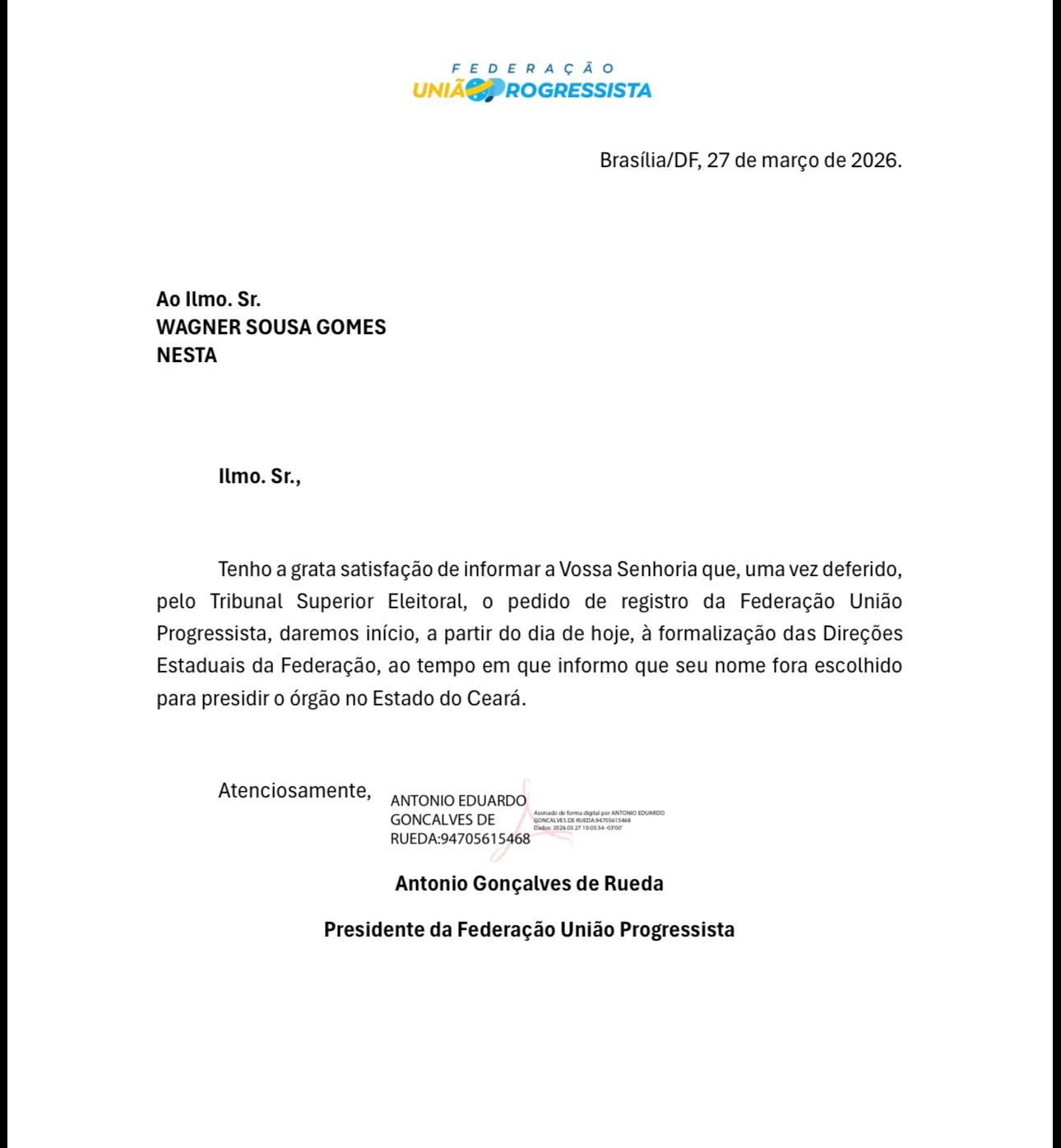 Federação consolidou entendimento sobre posição no Ceará nesta sexta (27).