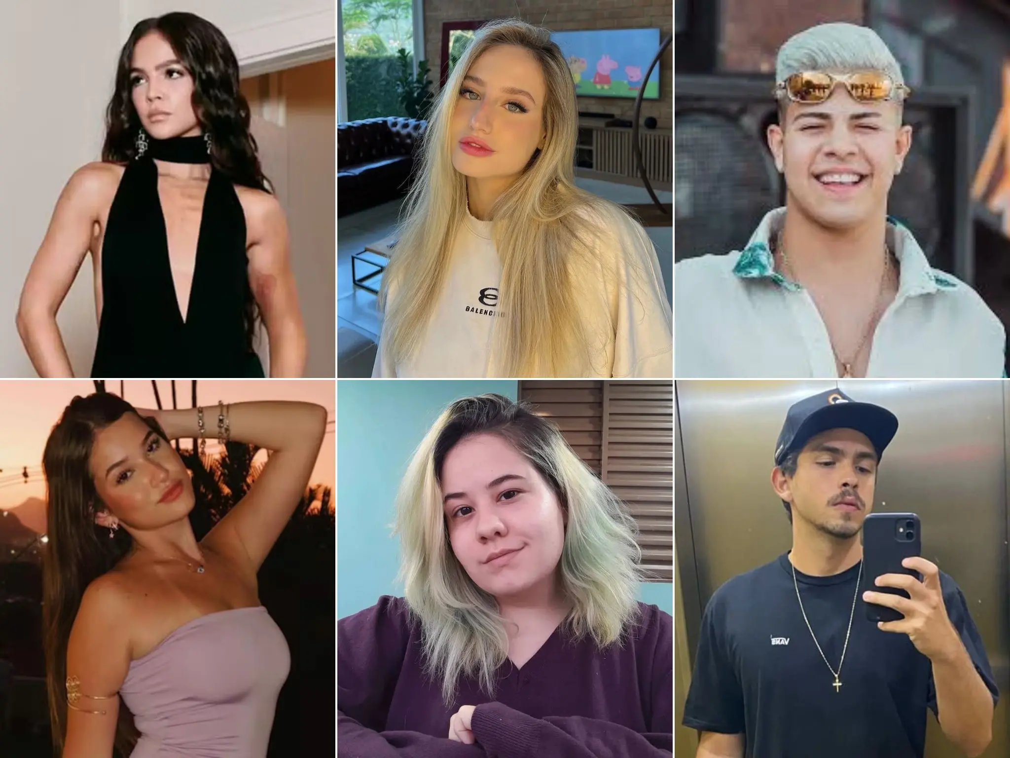 Fotos de Mel Maia, Bruna Griphao, João Pedro Carvalho, Duda Wendling, Ana Karolina Lannes e Bernardo Simões atualmente.