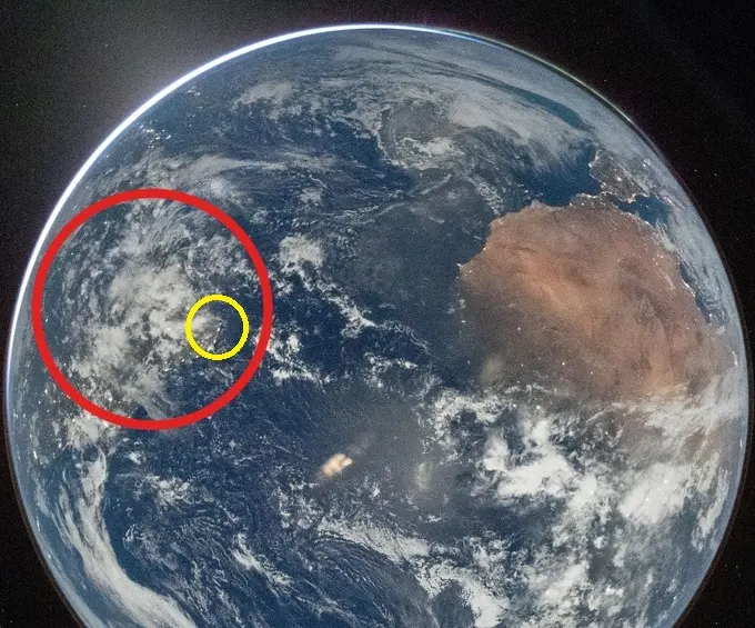 Detalhe da imagem da Terra feita na Missão Artemis II.