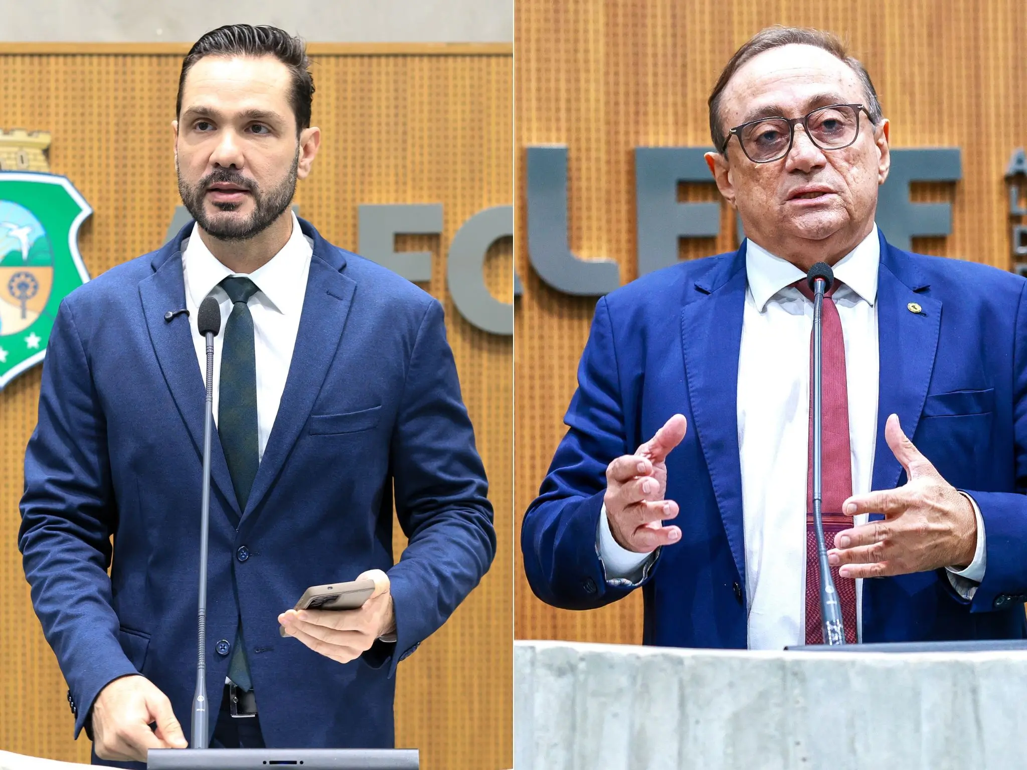 Deputados suplentes Guilherme Bismarck e Tin Gomes durante pronunciamento no Plenário 13 de Maio da Alece.