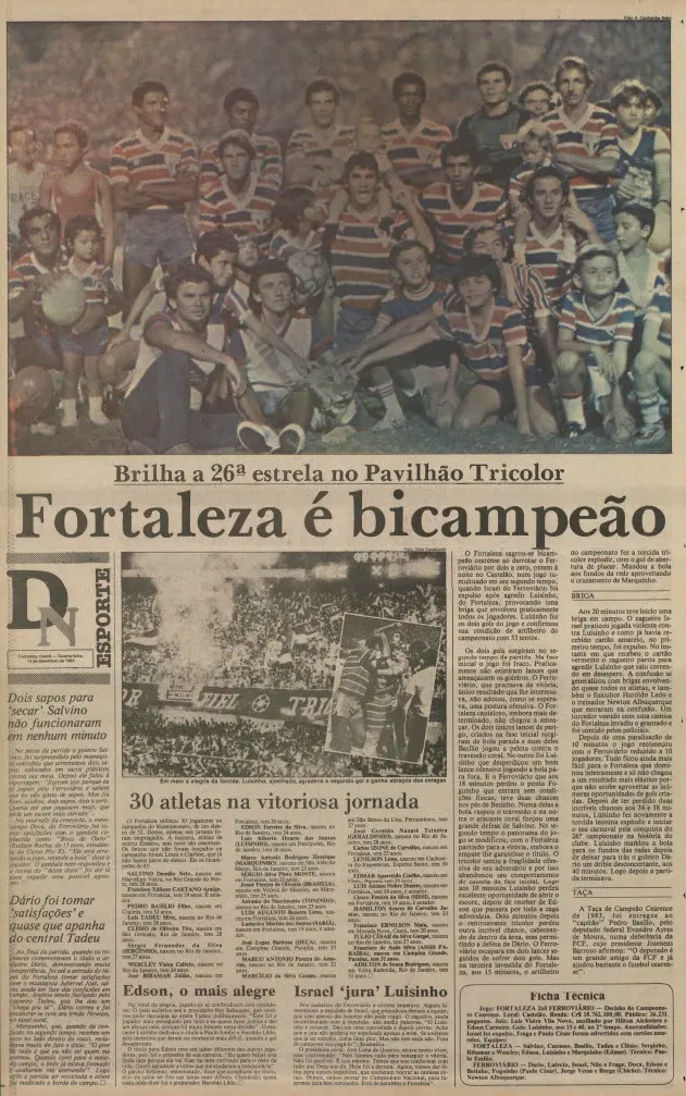 O leão Igor saiu na foto da reportagem do Diário do Nordeste no dia 14 de dezembro de 1983