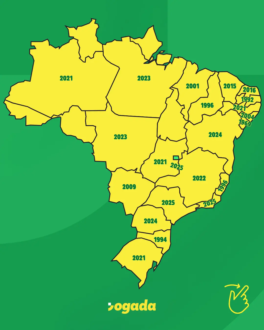 Quando a Seleção Brasileira jogou pela última vez em cada estado?