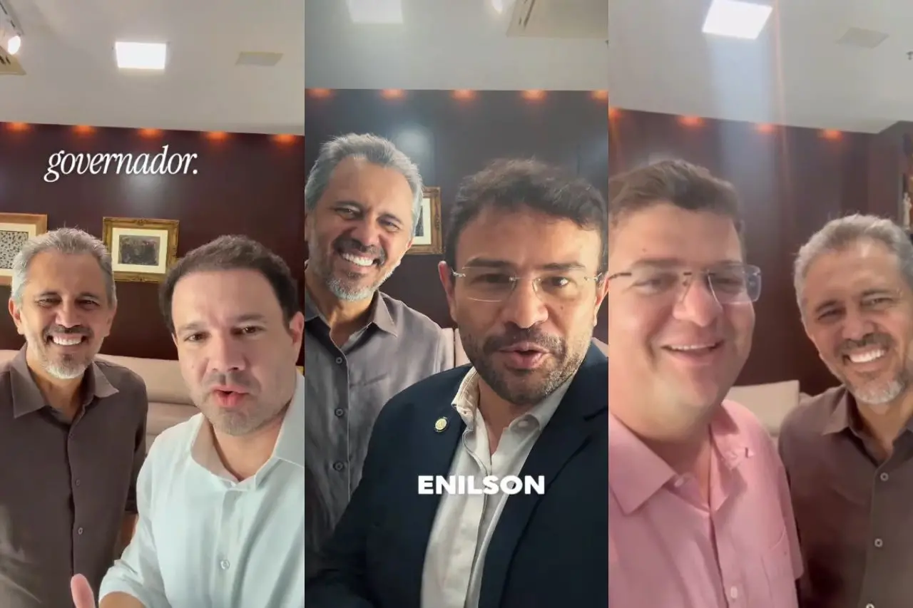 Foto de vereadores com o governador Elmano de Freitas.