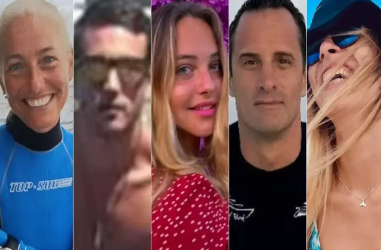Montagem com cinco retratos lado a lado, mostrando diferentes pessoas em close, com enquadramentos variados; algumas usam roupas de praia ou esportivas, e o fundo varia entre ambientes externos e cores neutras.
