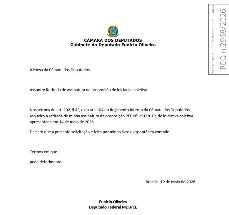 Requerimento apresentado por Eunício Oliveira.